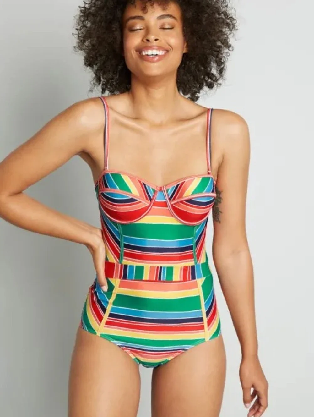 Modcloth The Pippa One-Piece Swimsuit size XL rainbow